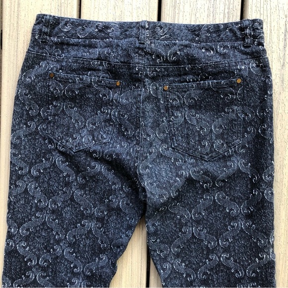 Etcetera Embossed Black Flare 5 Pocket Jeans Size 8 - Picture 4 of 8